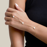 White Hearts Hand Chain  - Yellow Gold