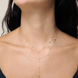 2 layers Zircon Necklace - Yellow Gold