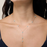 Blue Beads long Necklace - Yellow Gold