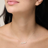 Five White and Yellow Gold Hearts Necklace