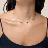 Black Beads and Bird Choker - Yellow Gold