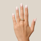 Three lined Gold and Zircon Ring - Yellow Gold