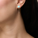 Enamel Turquoise Star Earring - Yellow Gold
