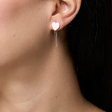 Enamel Pink Heart Earring - Yellow Gold