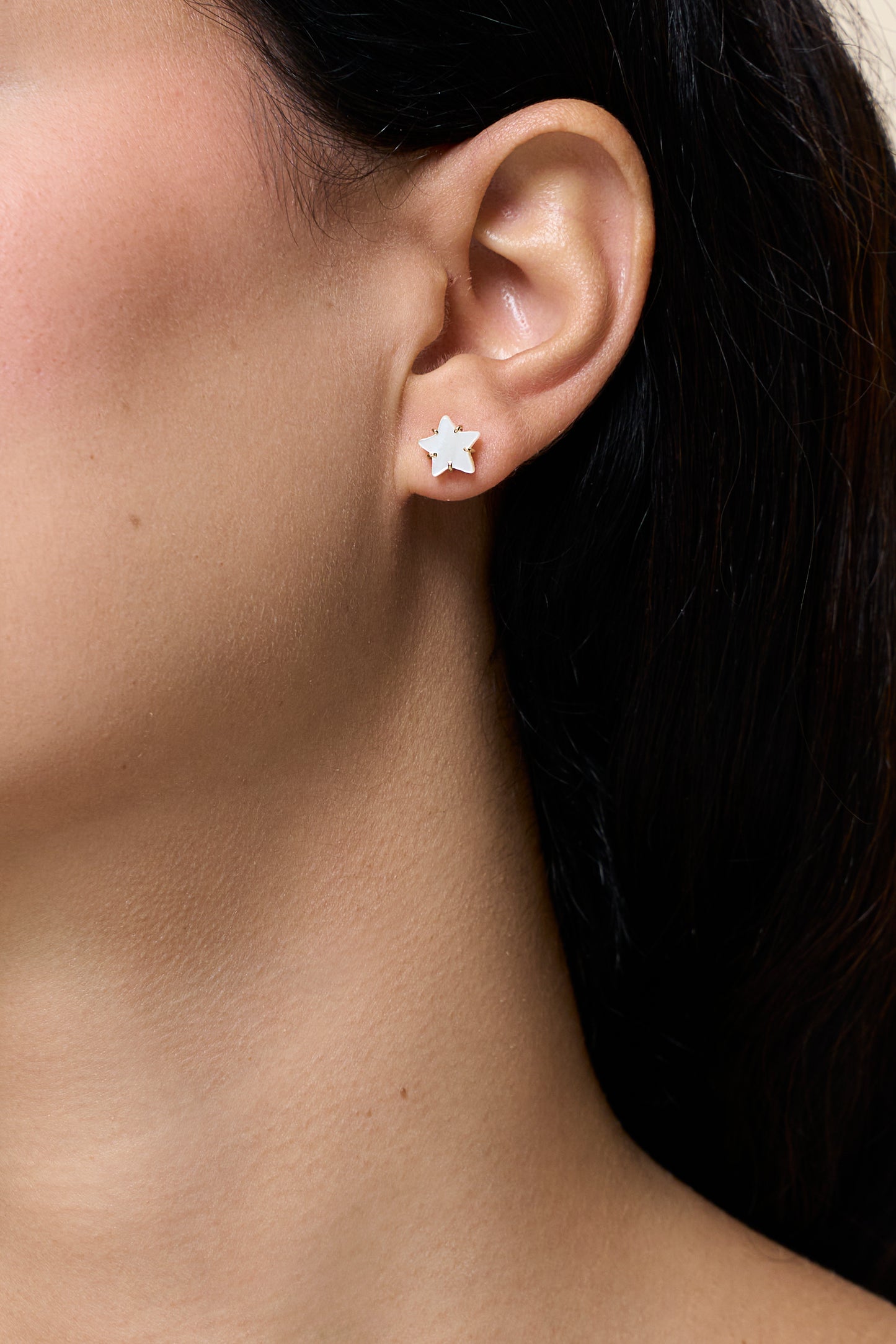 White Star Stud Earring - Yellow Gold