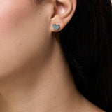 Grey Heart Stud Earring - Yellow Gold
