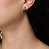 Grey Star Stud Earring - Yellow Gold