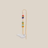 Multicolor Beads and Bird Earring - Yellow Gold