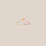 Enamel Pink Heart Earring - Yellow Gold