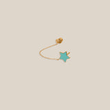 Enamel Turquoise Star Earring - Yellow Gold