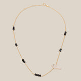 Black Beads and Bird Choker - Yellow Gold