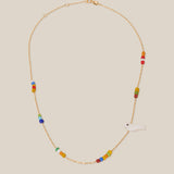 Multicolor Beads and Bird Choker - Yellow Gold