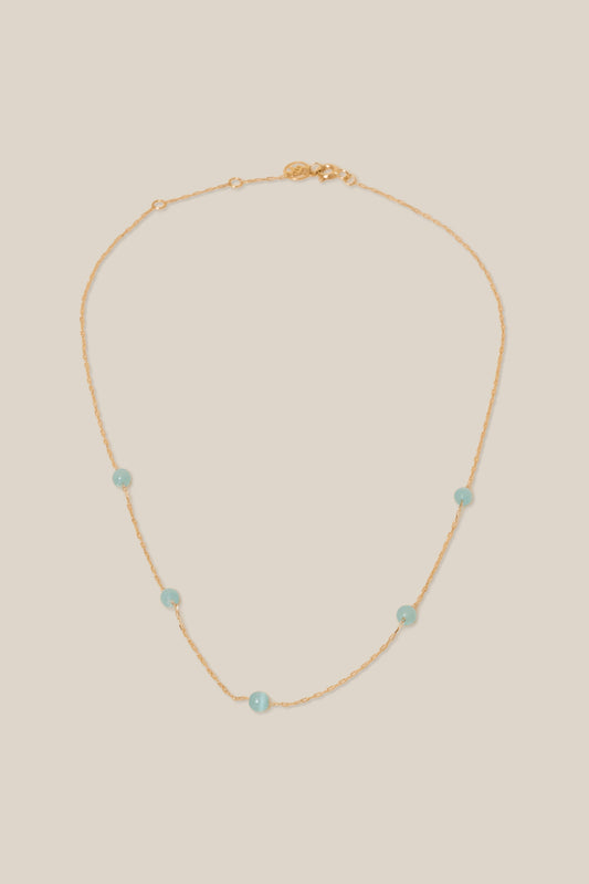 Blue Beads Choker - Yellow Gold
