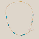 Turquoise Beads and Bird Choker - Yellow Gold