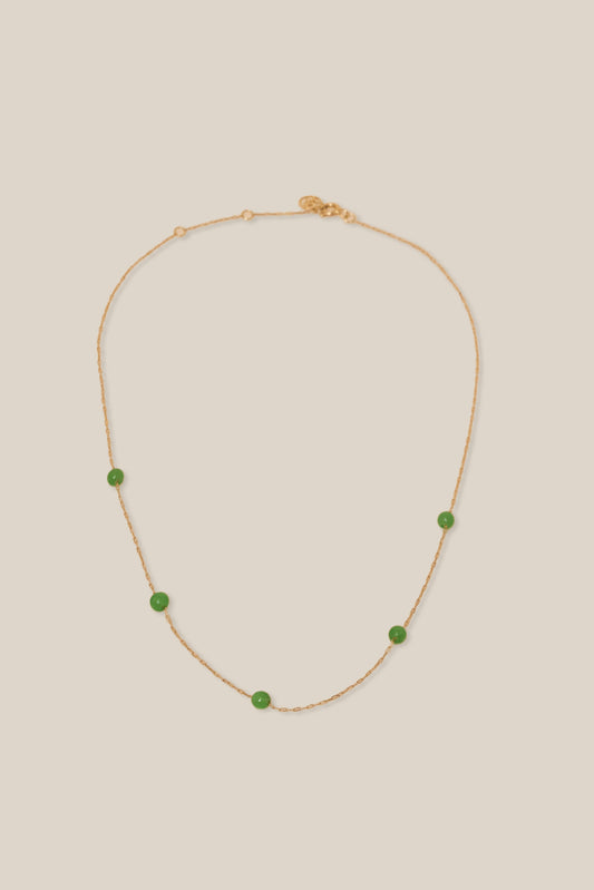 Green Beads Choker - Yellow Gold