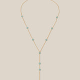 Blue Beads long Necklace - Yellow Gold