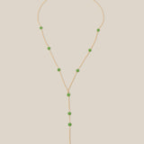 Green Beads long Necklace - Yellow Gold