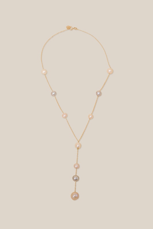 Multi-Color Pearls Necklace - Yellow Gold