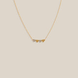 Four White and Yellow Gold Hearts Necklace
