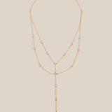 2 layers Zircon Necklace - Yellow Gold