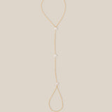 Three Pearl Hand Chain  - Yellow Gold