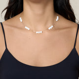 White Hearts Choker  - White Gold