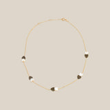 White & Grey Hearts Choker  - Yellow Gold