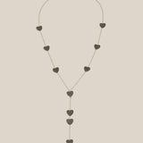 Grey Hearts Long Necklace  - White Gold