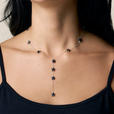 Grey Stars Long Necklace - White Gold