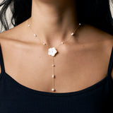 Bloom Long Necklace with 12 Pearls - Yellow Gold