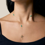 Palm Tree and 9 Green Beads Necklace