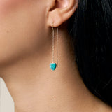 One Blue Heart Earring - Yellow Gold