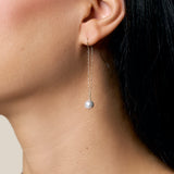 One Grey Pearl Earring - Yellow Gold