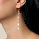 Many Multi-color Pearls Earring - Yellow Gold