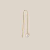 One Grey Pearl Earring - Yellow Gold