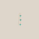 Three Aqua Hearts Earring - Yellow Gold