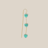 Three Aqua Hearts Earring - Yellow Gold
