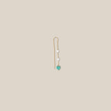 One Aqua Heart and Two Pearls Earring - Yellow Gold
