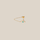 Enamel Oval Pink Eye Chain Earring - Yellow Gold