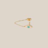 Enamel Oval Pink Eye Chain Earring - Yellow Gold