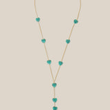 Aqua Hearts Long Necklace - Yellow Gold