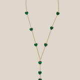 Green Hearts Necklace - Yellow Gold