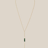 Palm and 3 Malachite stones Necklace - Yellow Gold
