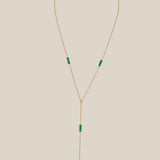 Palm Tree and 9 Green Beads Necklace