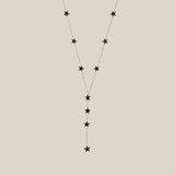 Grey Stars Long Necklace - White Gold