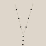 Grey Stars Long Necklace - White Gold