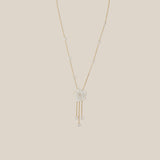 Bloom and Pearl Dangling Necklace - Yellow Gold