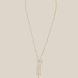 Bloom and Pearl Dangling Necklace - Yellow Gold