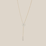 Bloom Long Necklace with 5 Pearls - Yellow Gold