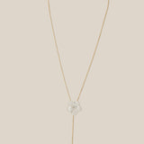 Bloom Long Necklace with 5 Pearls - Yellow Gold